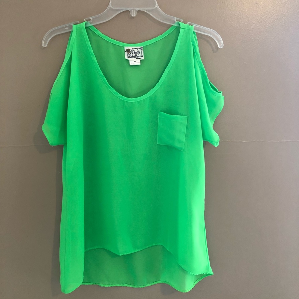 Neon Green Sheer Shirt Size Medium